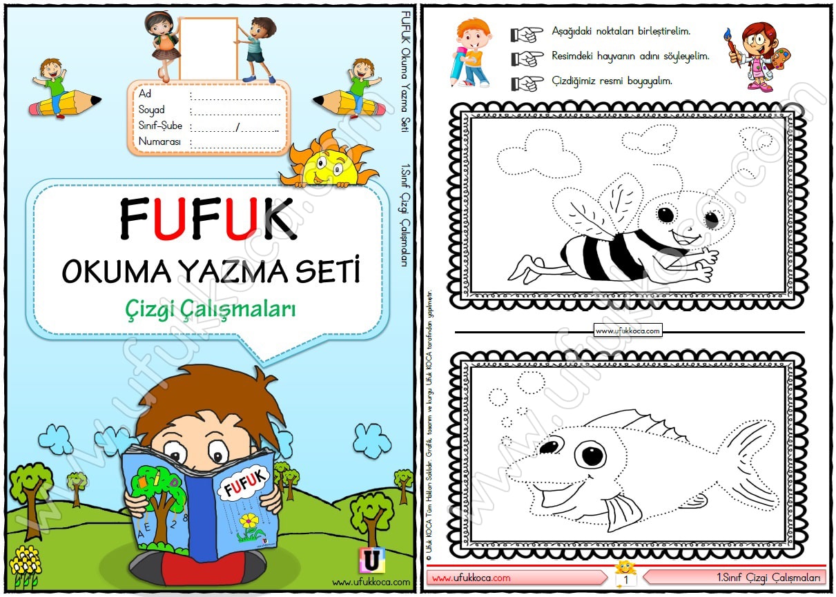 FUFUK Okuma Yazma Seti - 1.Sınıf Çizgi Çalışmaları [ 25 Sayfa Tamamı ...